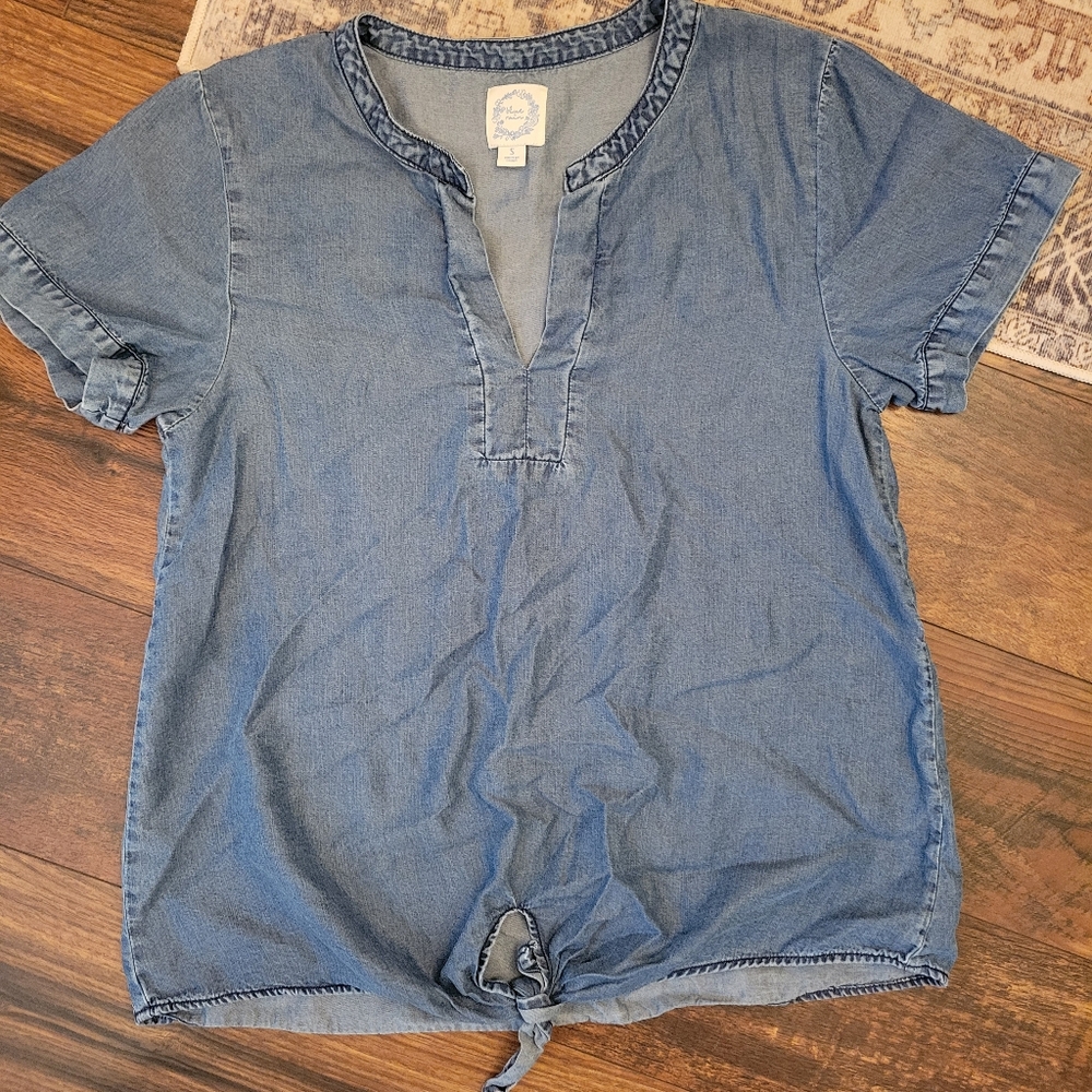 Blue Rain Light Blue Button-Up Blouse